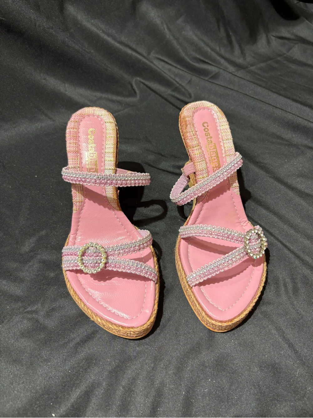 Costa Blanca Pink Beaded Buckle Sandals
